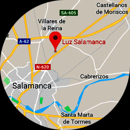 Mapa de localización. Luz Salamanca. Lámparea e iluminación.